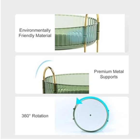 2 Tiers - 360° Turntable Makeup Organizer - Lazy Susan Cosmetics Storage - Picture 6 of 9